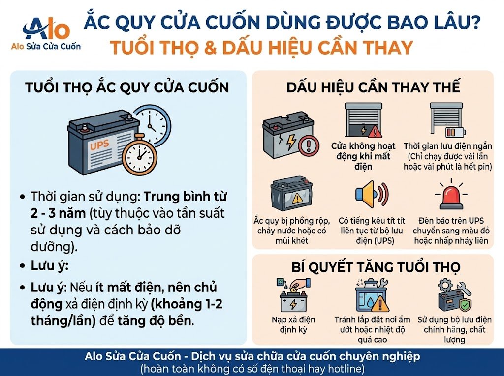 bố trí bộ lưu điện cửa cuốn thông thoáng