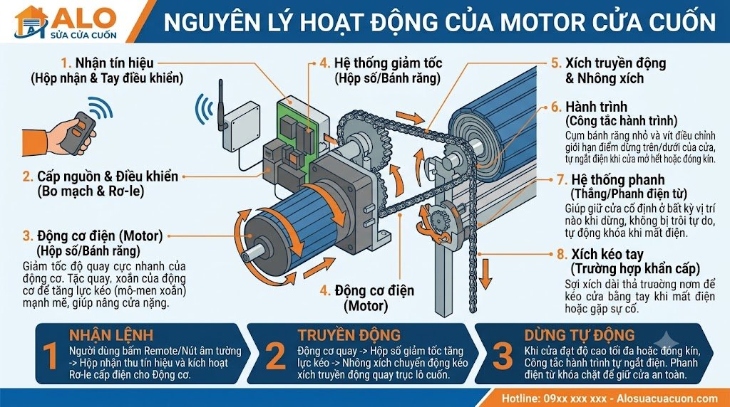 motor cửa cuốn hoạt động như thế nào