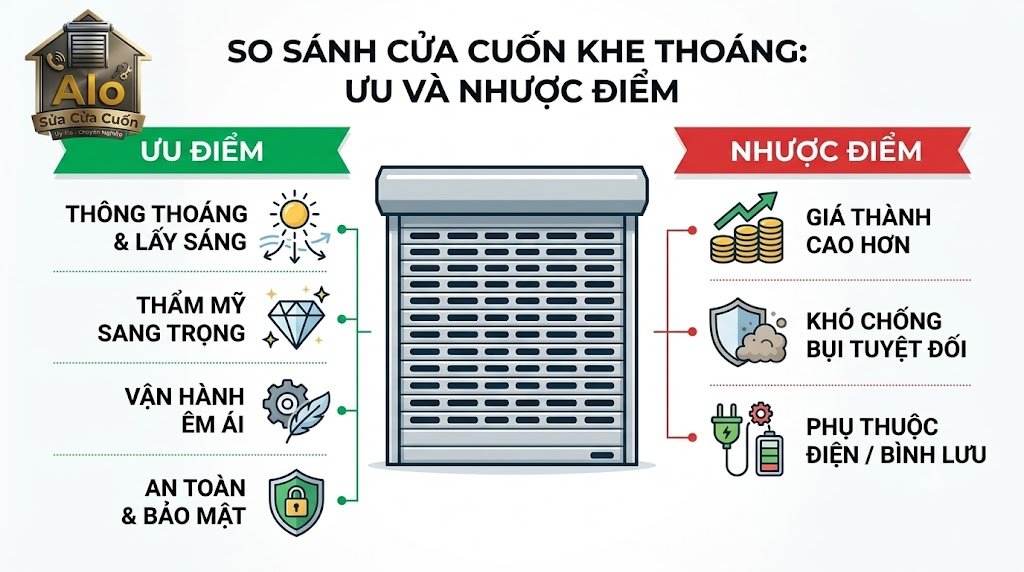 Tư vấn lựa chọn loại cửa cuốn phù hợp công trình Lựa chọn lắp đặt cửa cuốn tấm liền hay khe thoáng cho công trình nhà phố