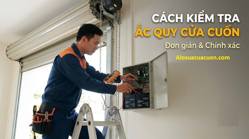 cách kiểm tra ắc quy cửa cuốn